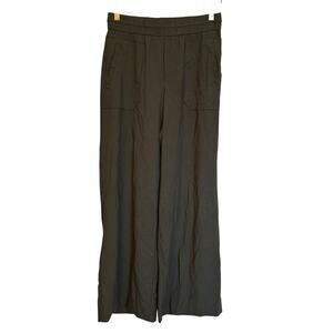 Democracy Wide Leg Pants Pull On High Rise Utility Pocket Palazzo Green Size M